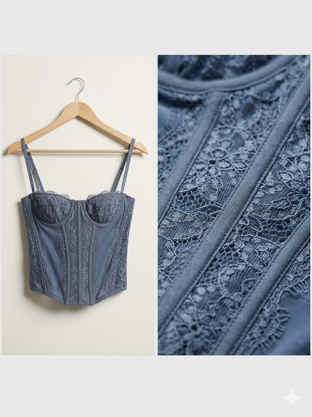Urban Outfitters Out From Under Modern Love Corset Top - Blue/Slate - S